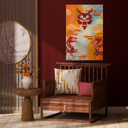 MYSTICAL DRAGON Cuadro en lienzo vertical