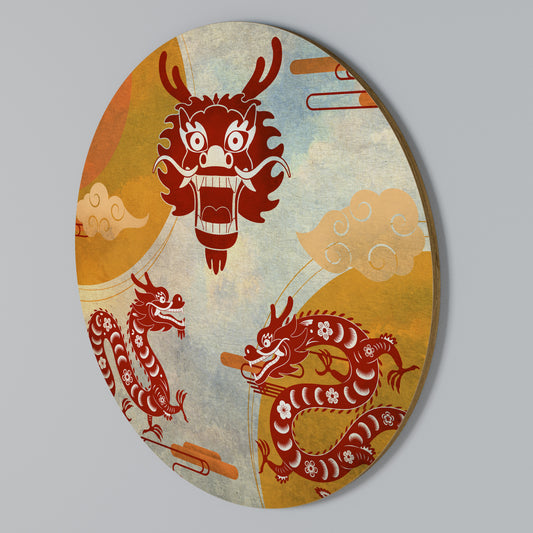 MYSTICAL DRAGON Rundes Wandbild
