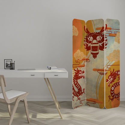 MYSTICAL DRAGON 3-Panel Plywood Room Divider