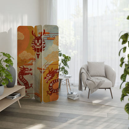 MYSTICAL DRAGON 3-Panel Plywood Room Divider