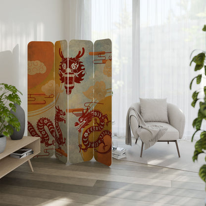 MYSTICAL DRAGON 4-Panel Plywood Room Divider