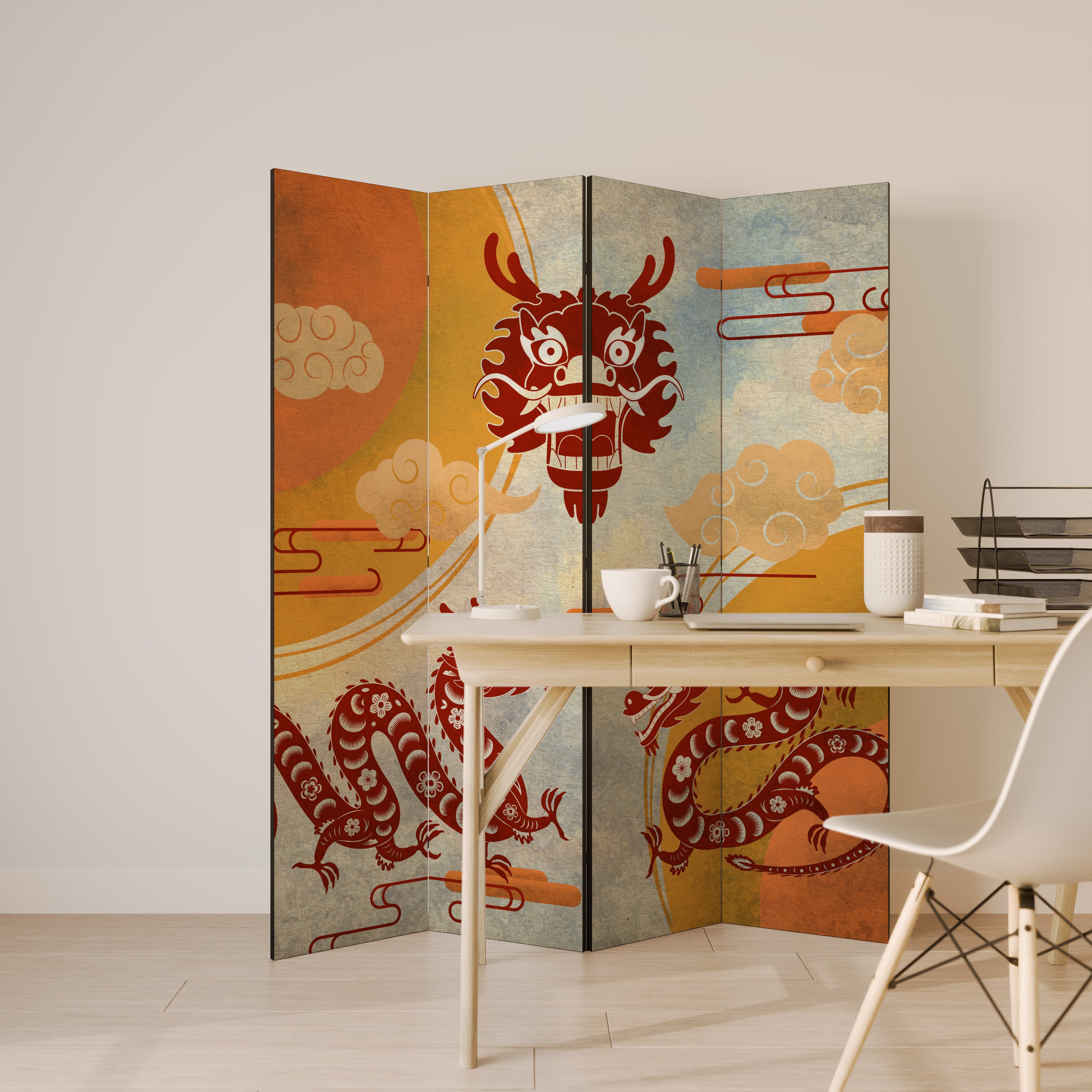 MYSTICAL DRAGON 4-Panel Room Divider