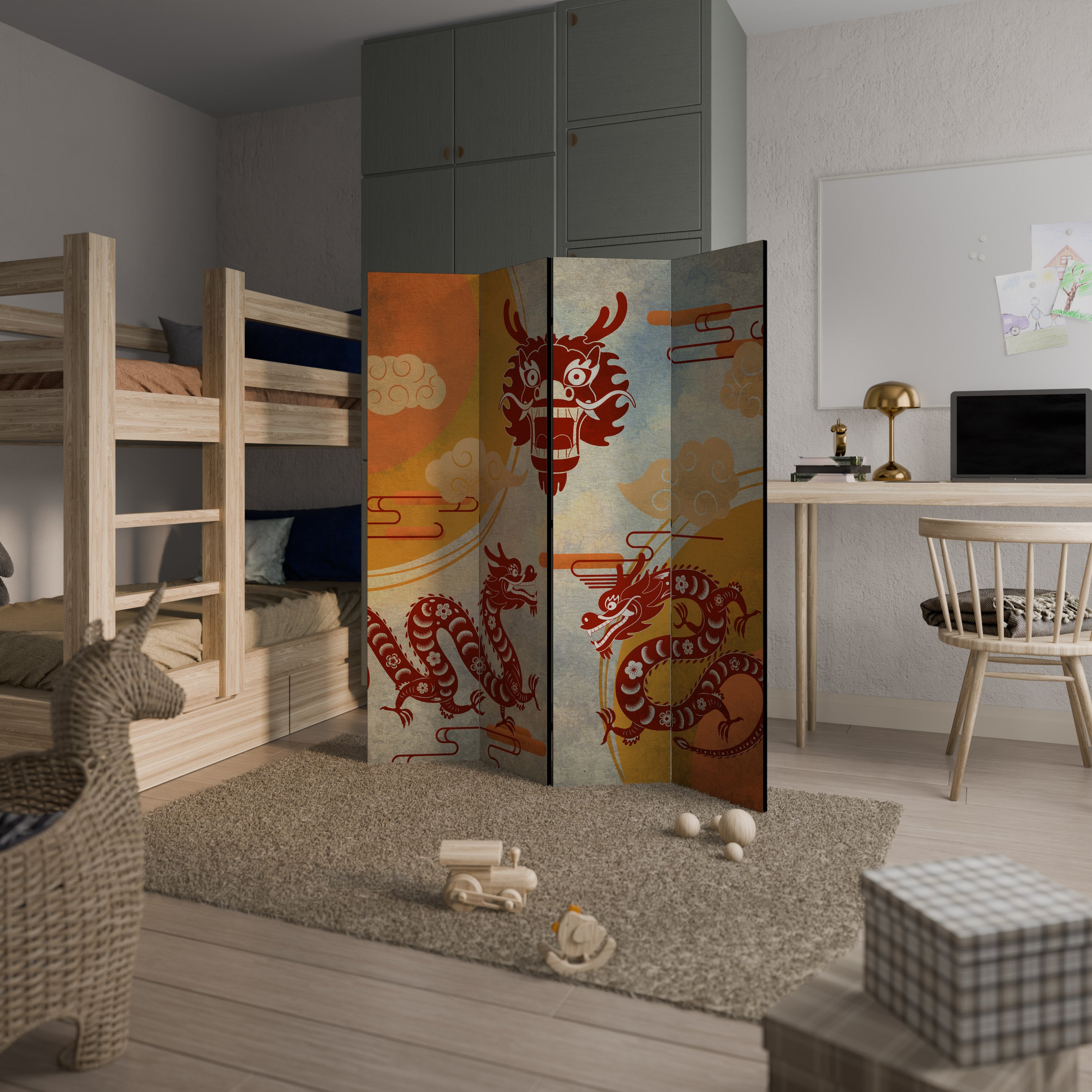 MYSTICAL DRAGON 4-Panel Room Divider