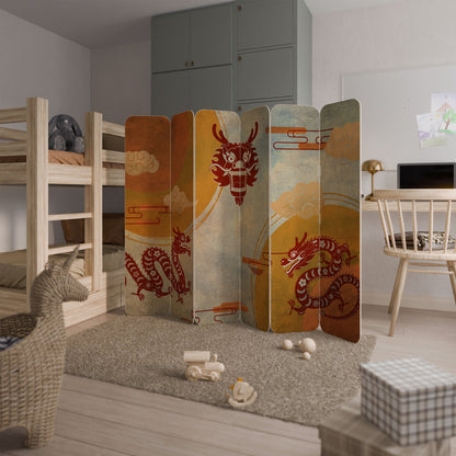 MYSTICAL DRAGON 6-Panel Plywood Room Divider