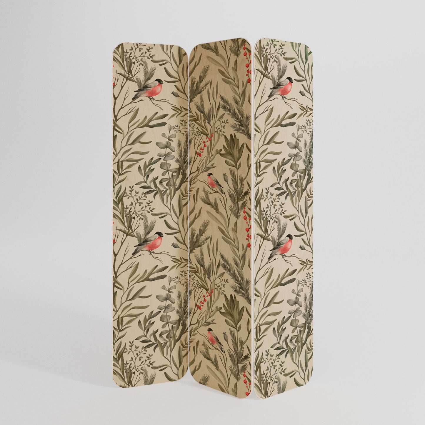 BULLFINCH SONG 3-Panel Plywood Room Divider