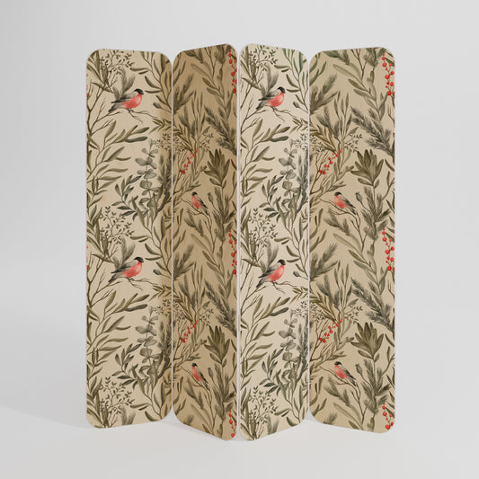 BULLFINCH SONG 4-Panel Plywood Room Divider