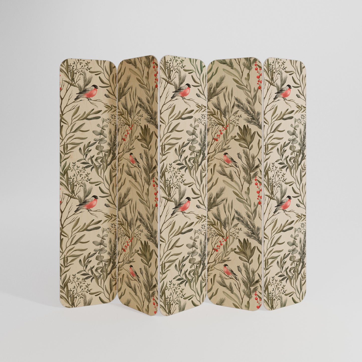 BULLFINCH SONG 5-Panel Plywood Room Divider