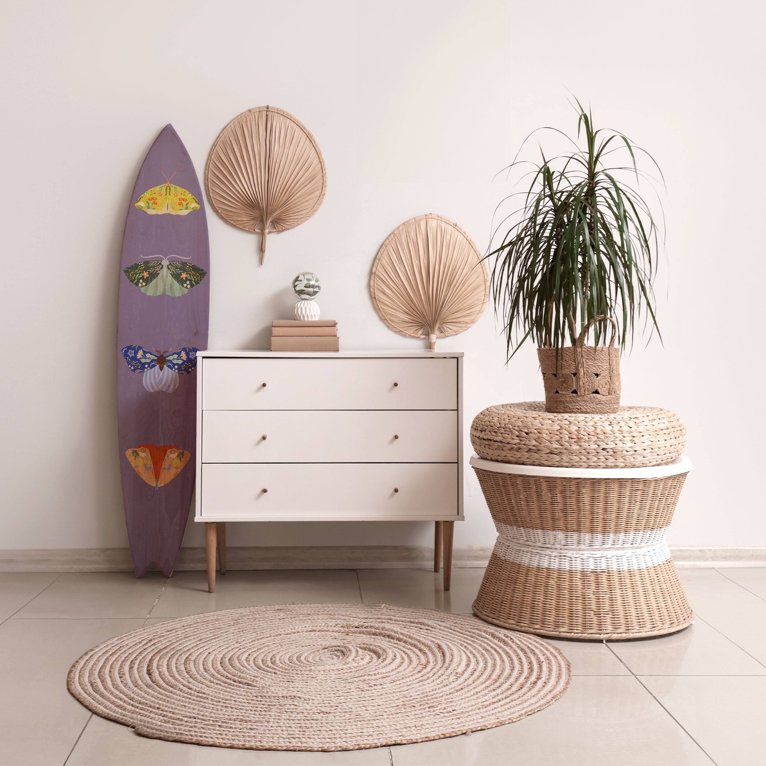 MOTH INTO THE FLAME Deko-Surfboard