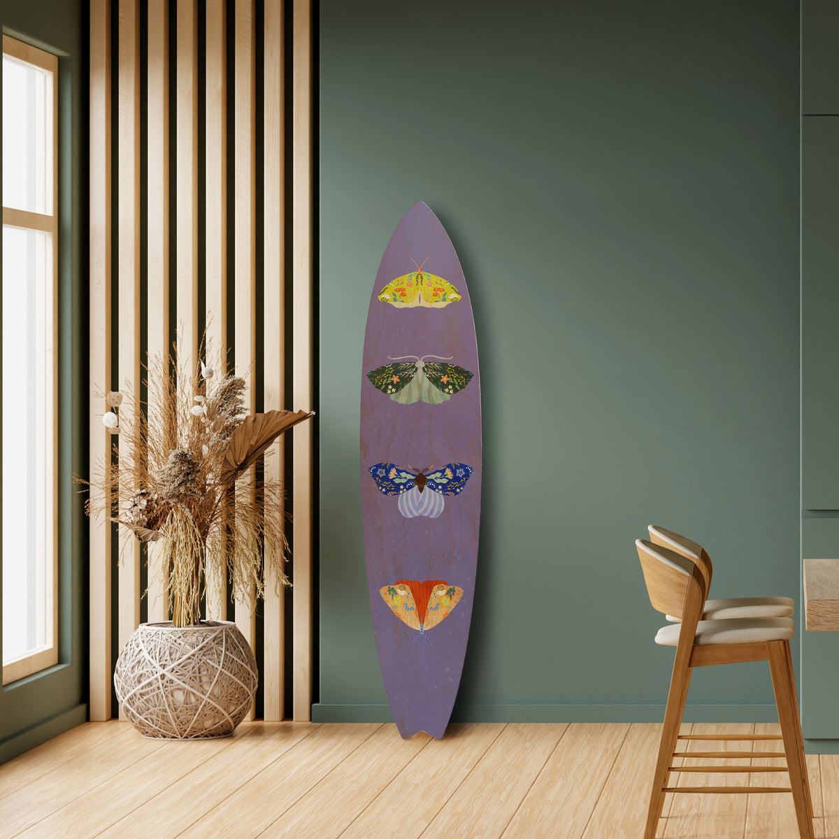 MOTH INTO THE FLAME Panel decorativo de tabla de surf