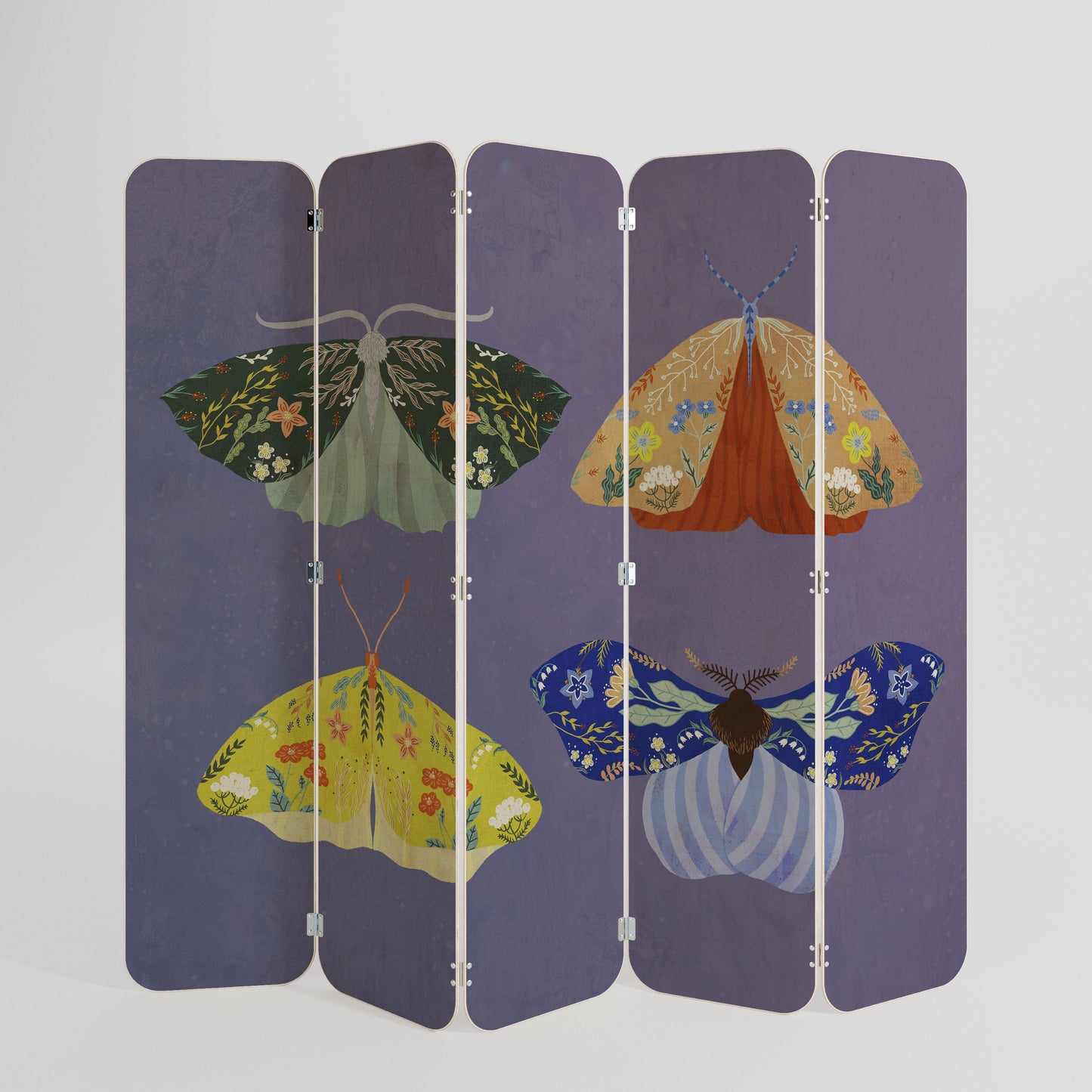 MOTH INTO THE FLAME 5-Panel Plywood Room Divider