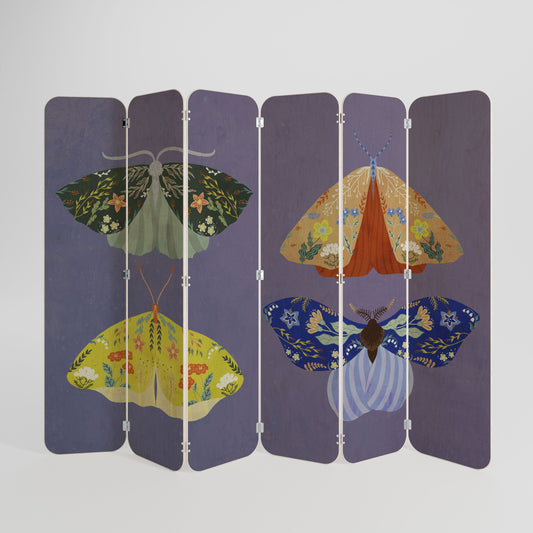 MOTH INTO THE FLAME 6-Panel Plywood Room Divider