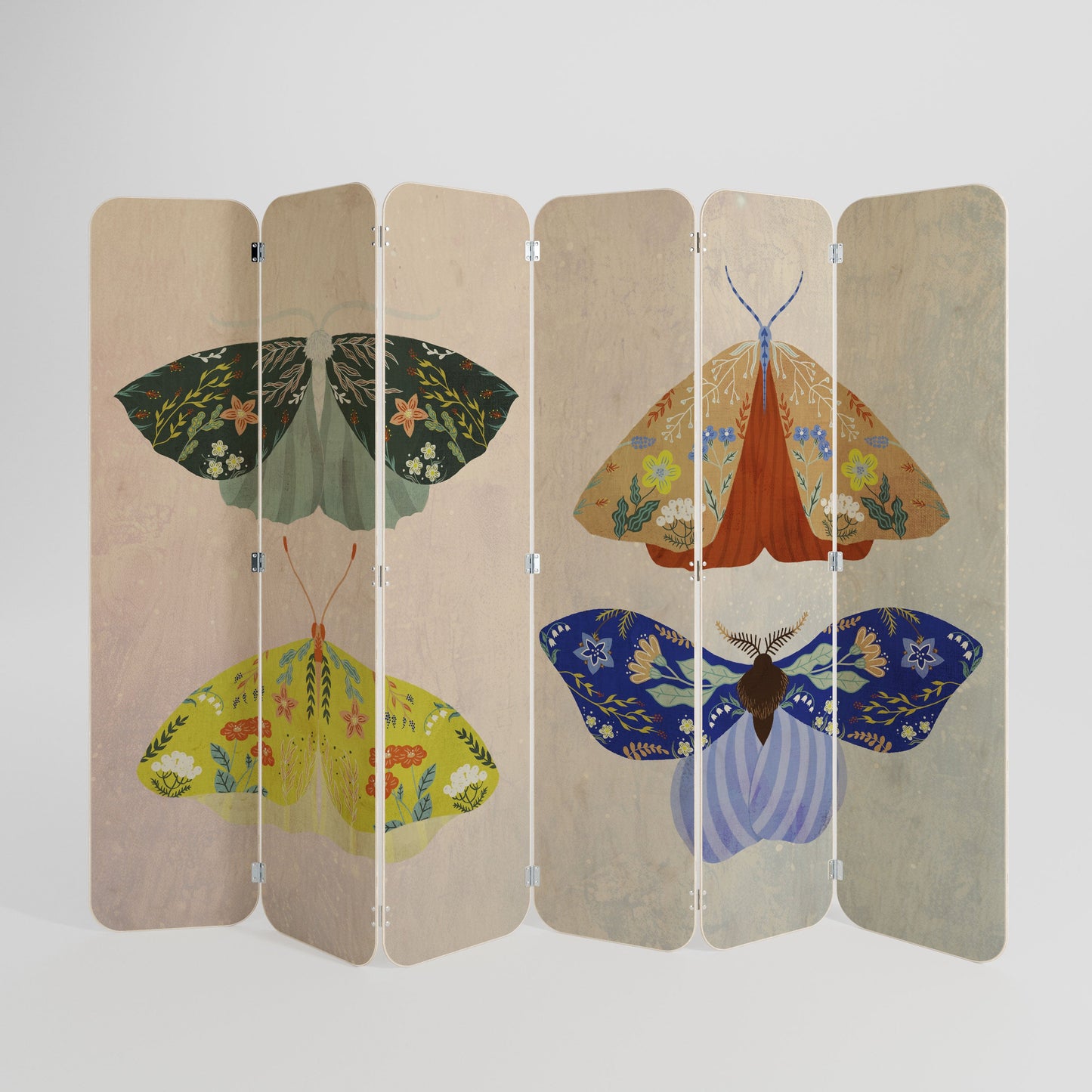 MOTH INTO THE LIGHT 6-Panel Plywood Room Divider