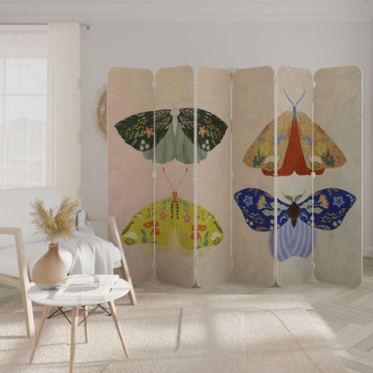 MOTH INTO THE LIGHT 6-Panel Plywood Room Divider