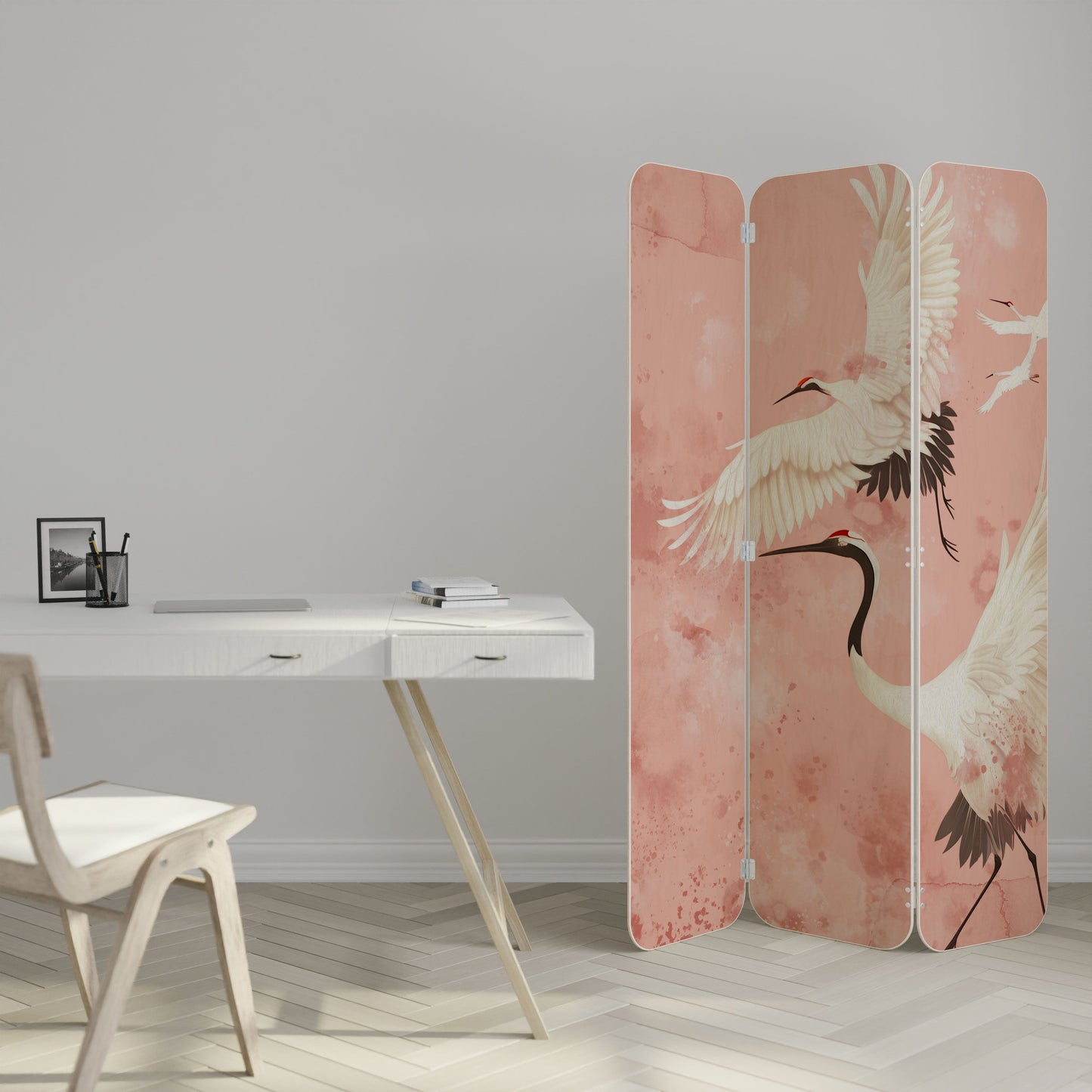 CRANE DANCE 3-Panel Plywood Room Divider