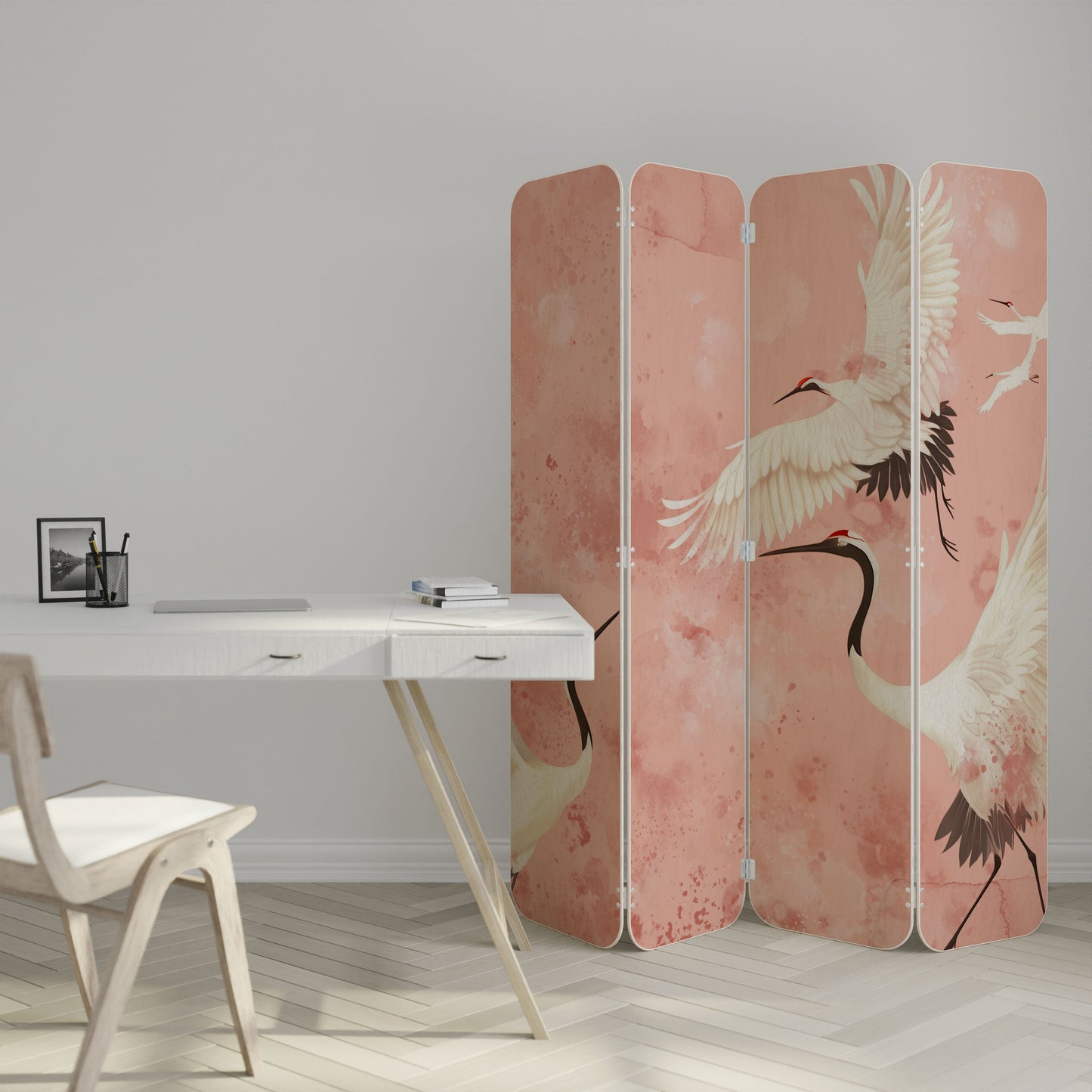 CRANE DANCE 4-Panel Plywood Room Divider