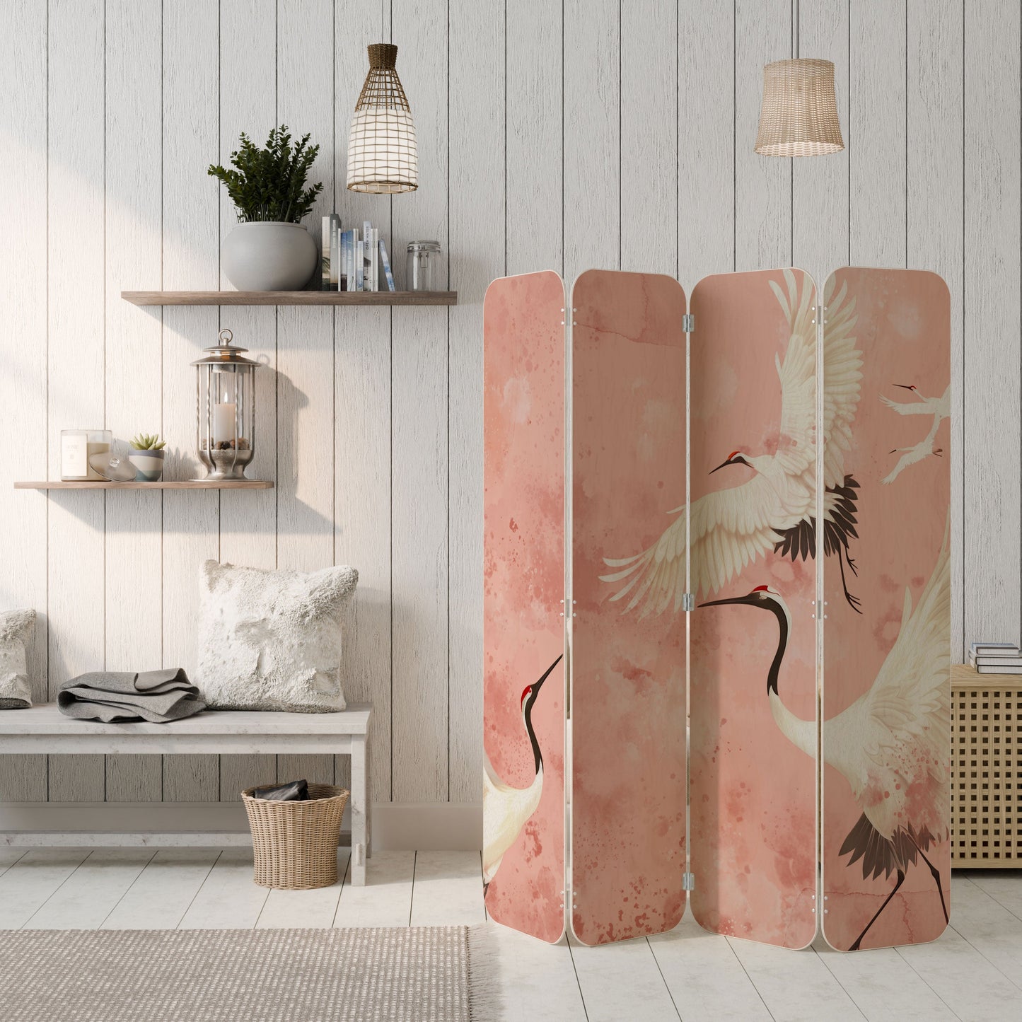 CRANE DANCE 4-Panel Plywood Room Divider