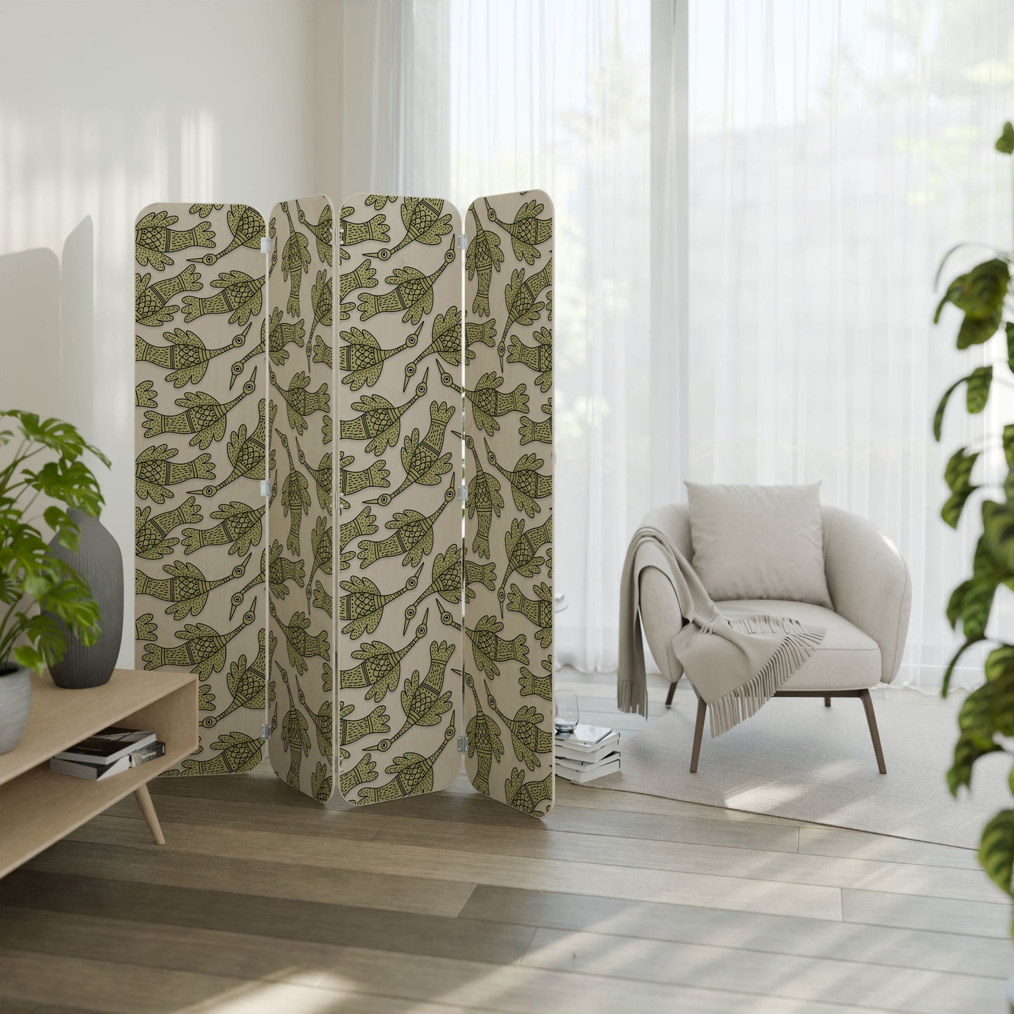 SEEDLING SONGBIRD 4-Panel Plywood Room Divider