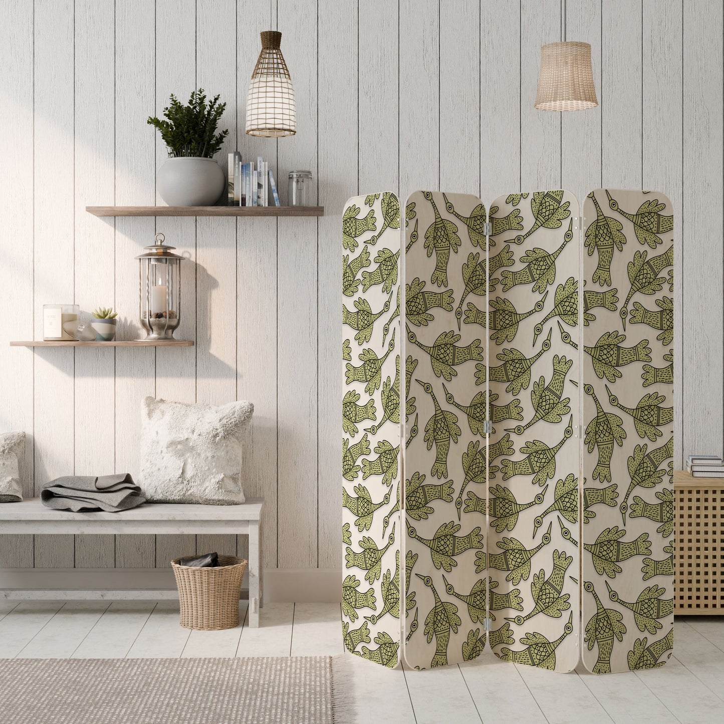 SEEDLING SONGBIRD 4-Panel Plywood Room Divider