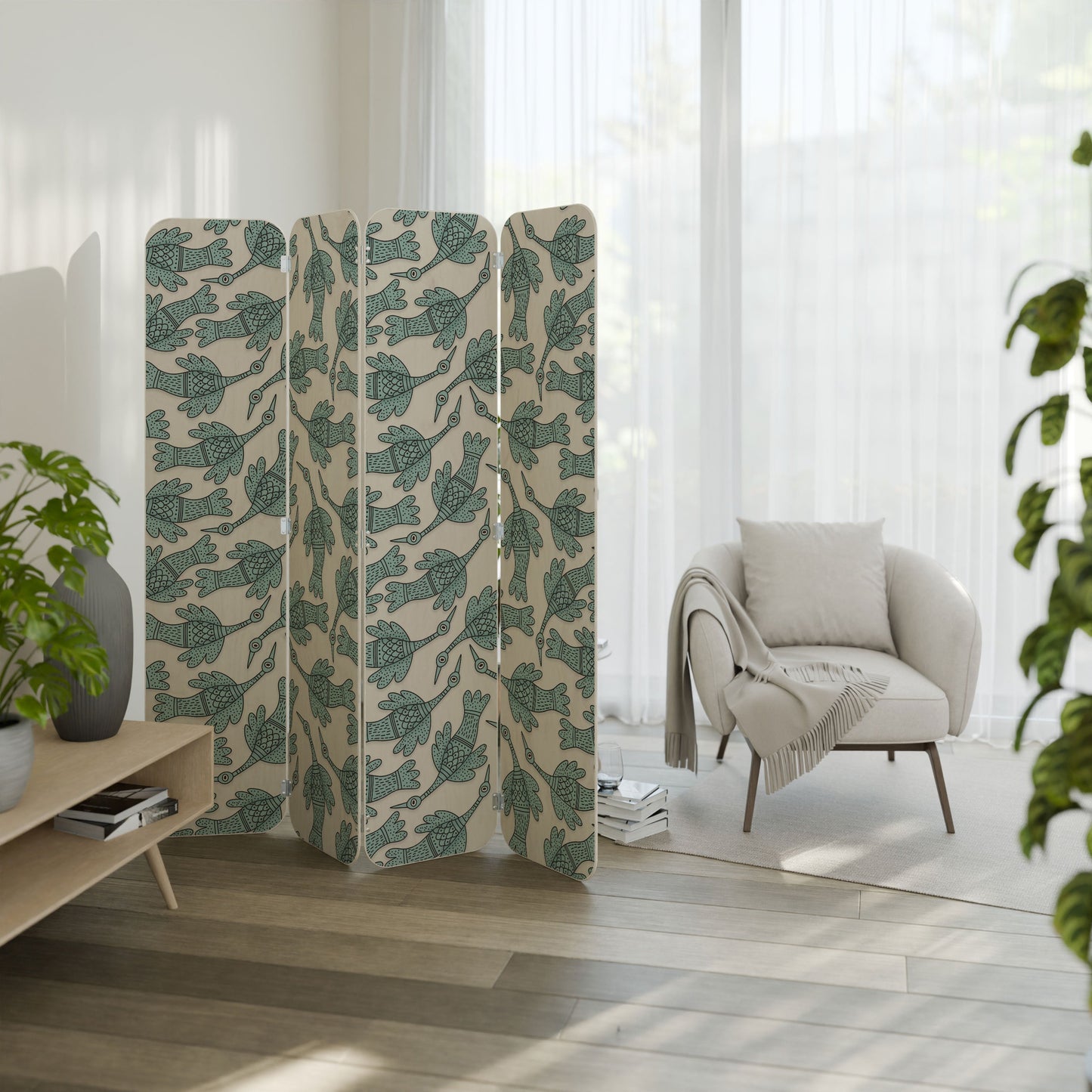 WATERSPOUT SONGIBIRD 4-Panel Plywood Room Divider