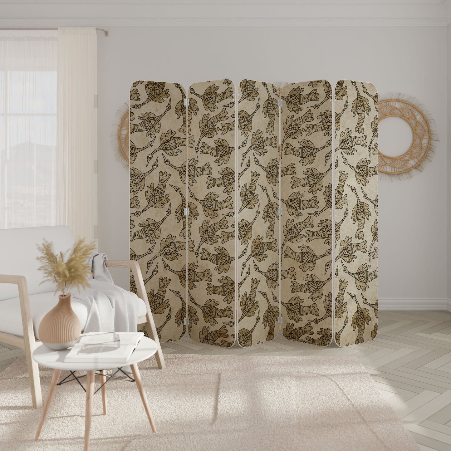 ALMONDINE SONGBIRD 5-Panel Plywood Room Divider