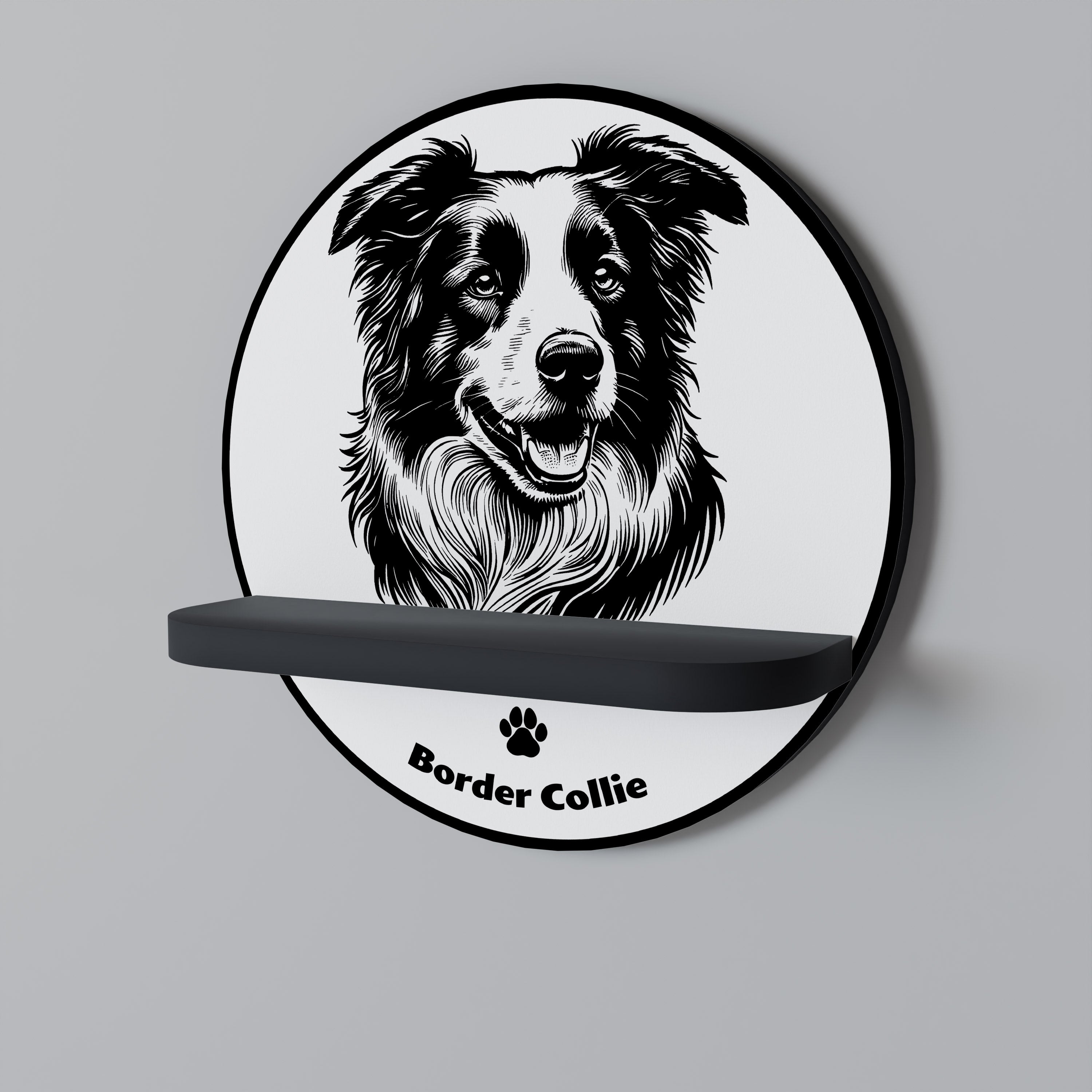 BORDER COLLIE Decorative Art Shelf