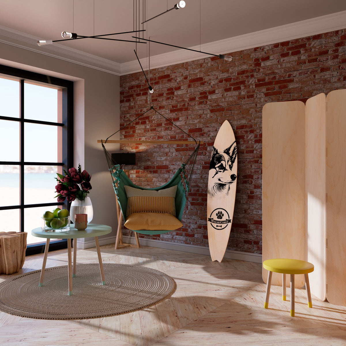 WELSH CORGI PEMBROKE Deko-Surfboard