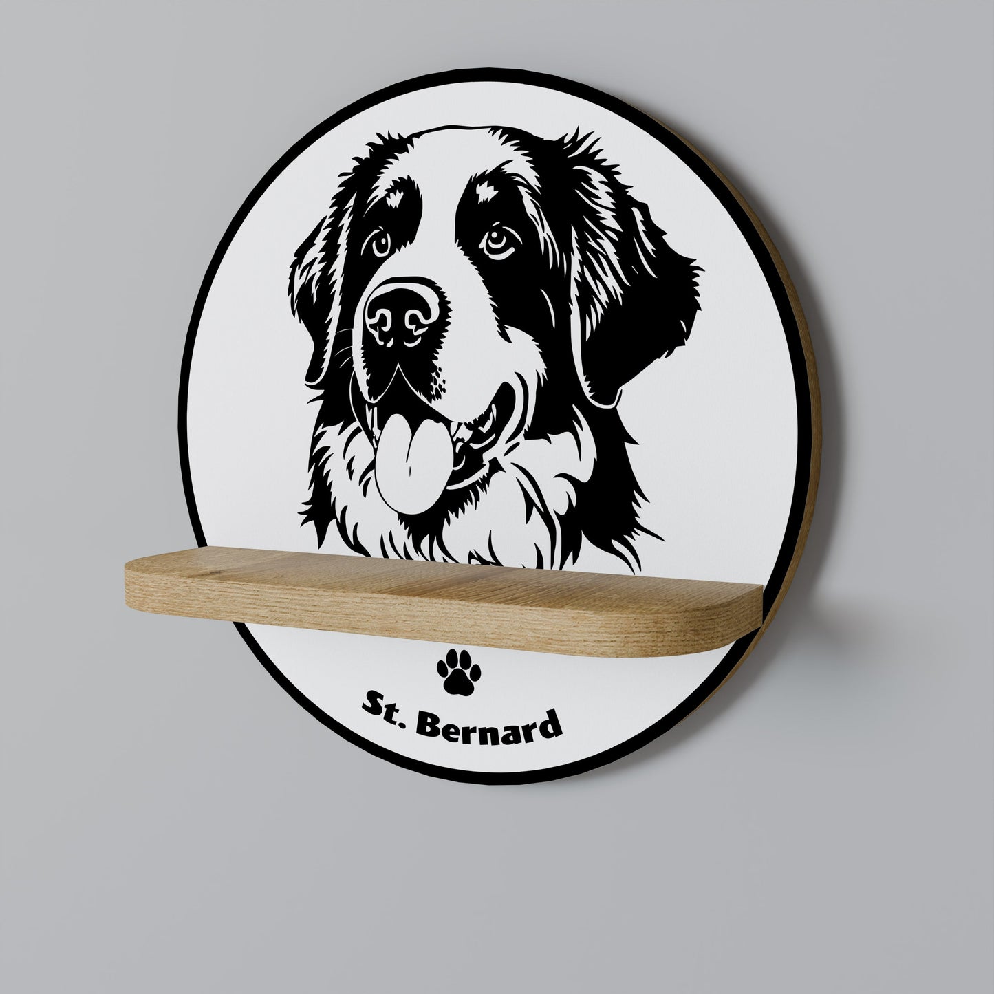 SAINT BERNARD Round Art Shelf In Oak Effect