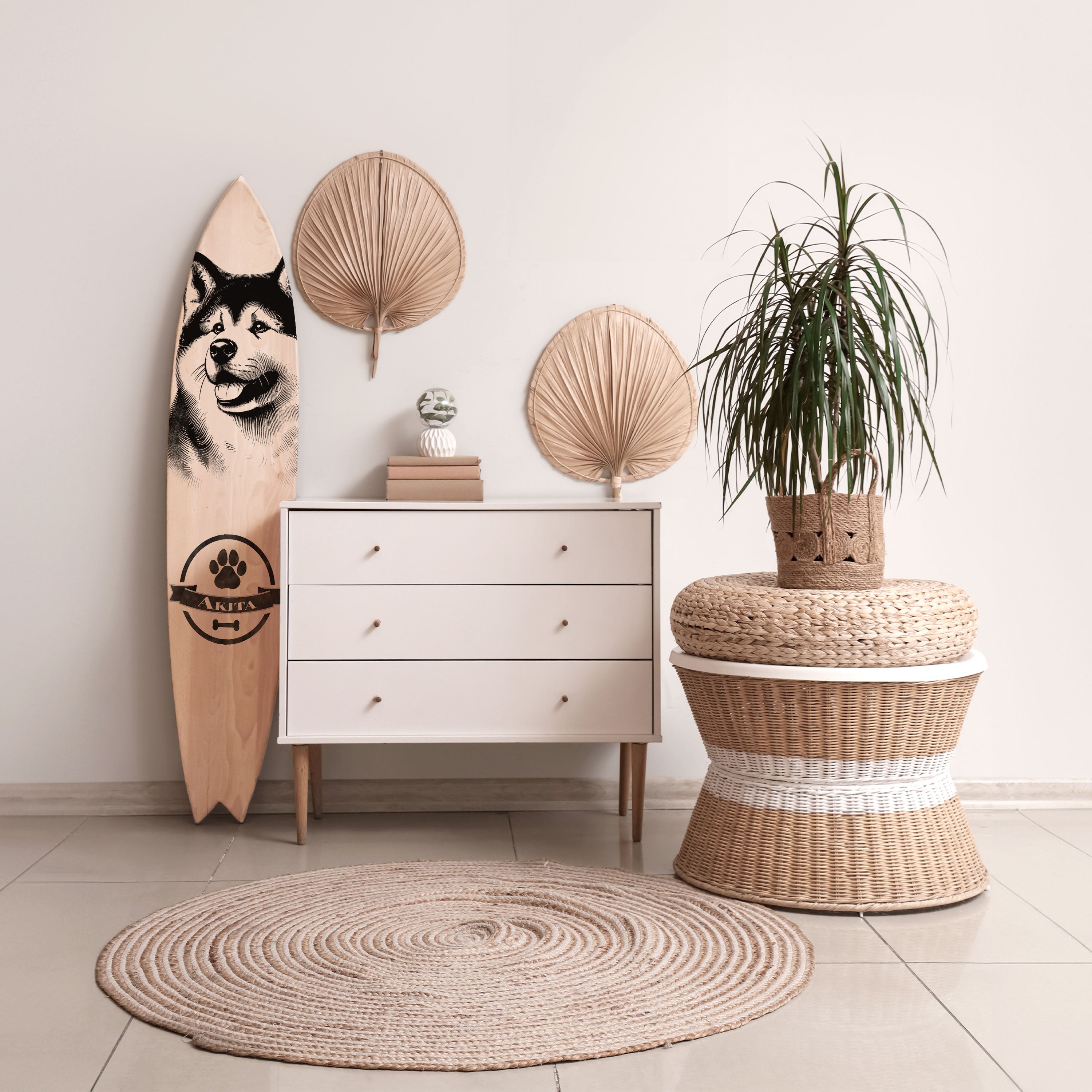AKITA DOG Deko-Surfboard