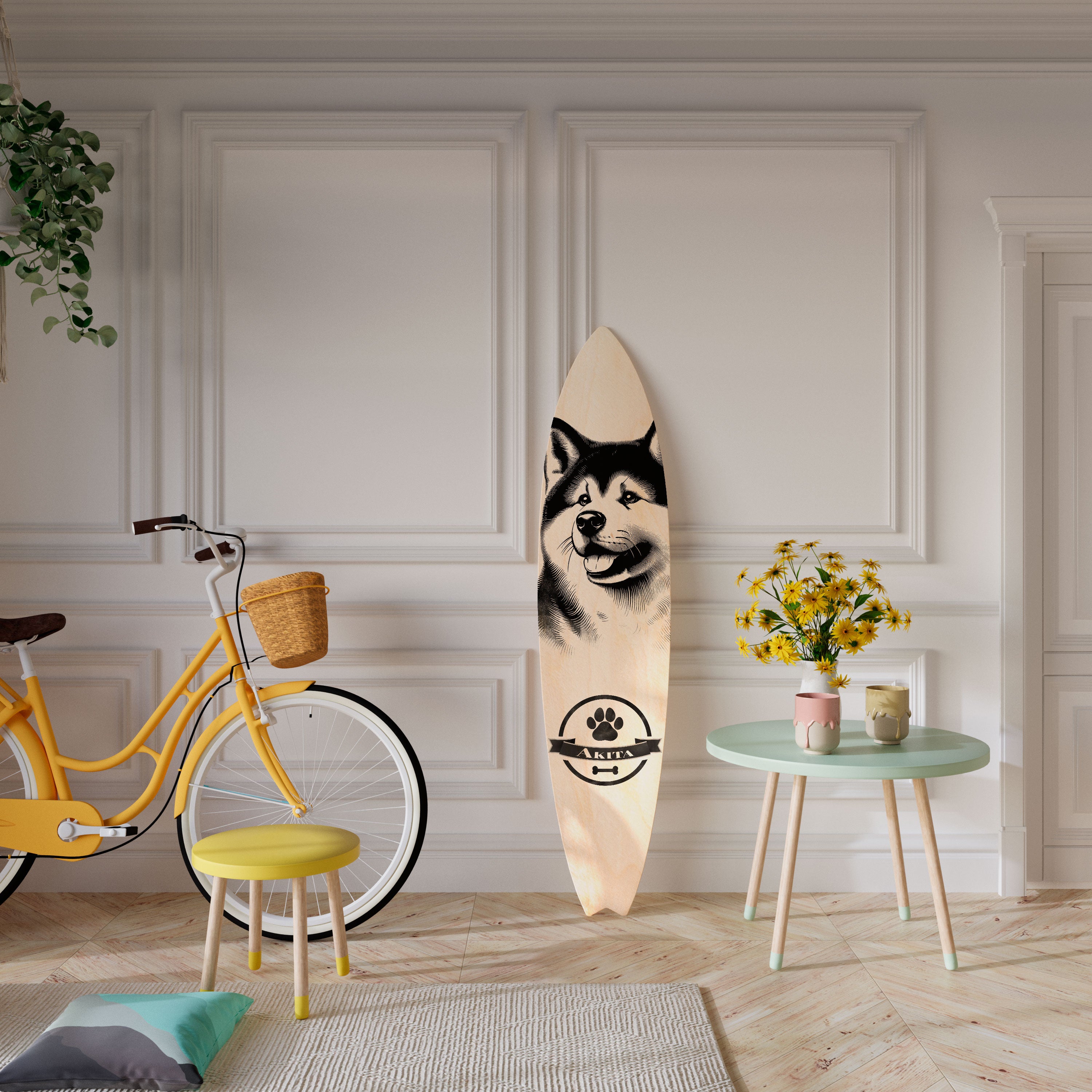AKITA DOG Deko-Surfboard