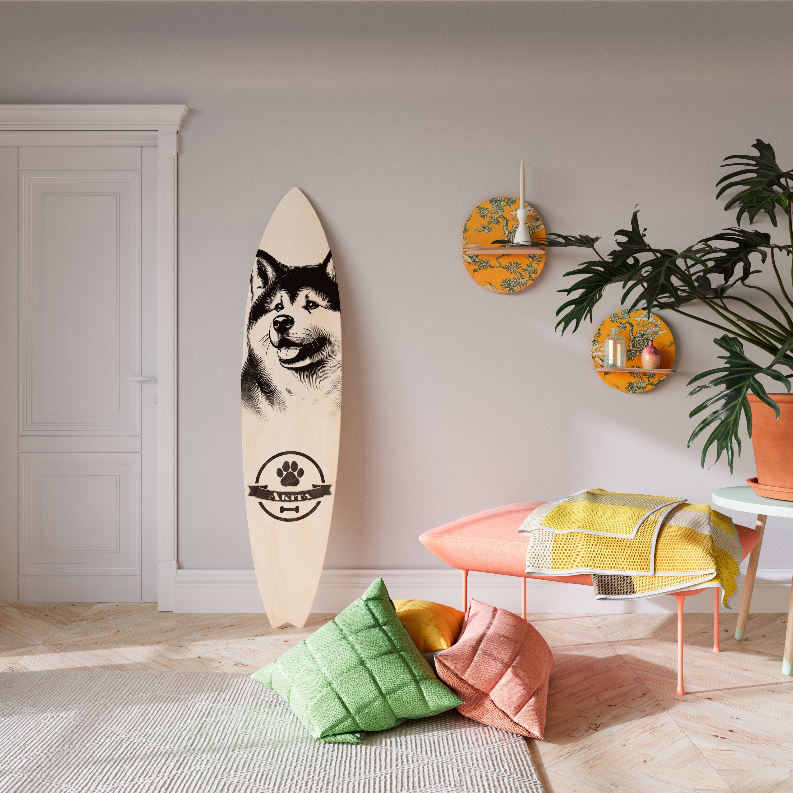 AKITA DOG Deko-Surfboard