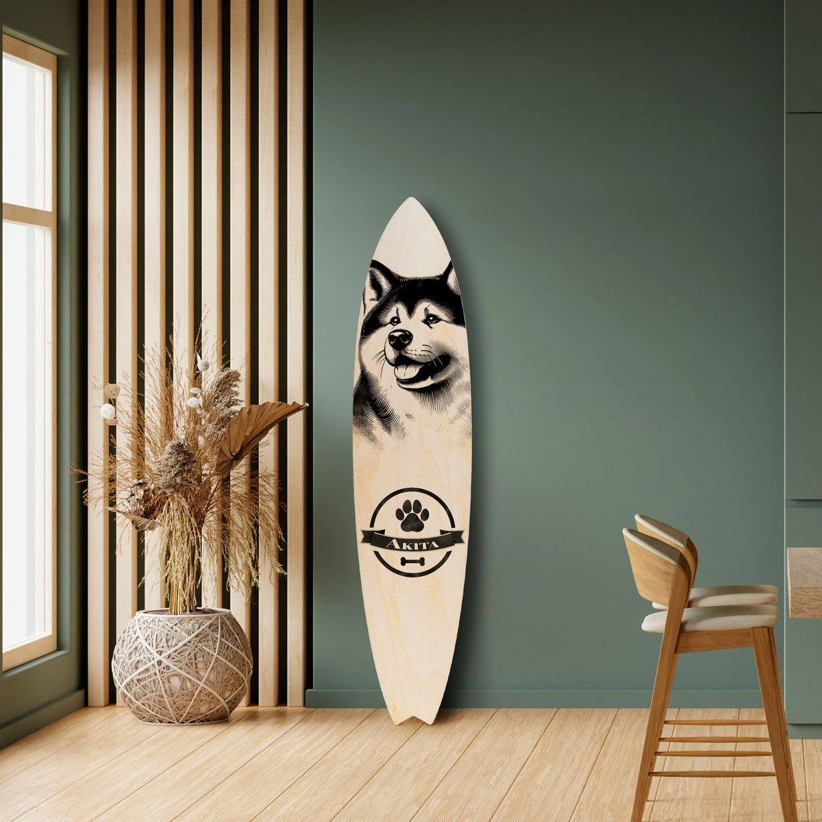 AKITA DOG Panel decorativo de tabla de surf