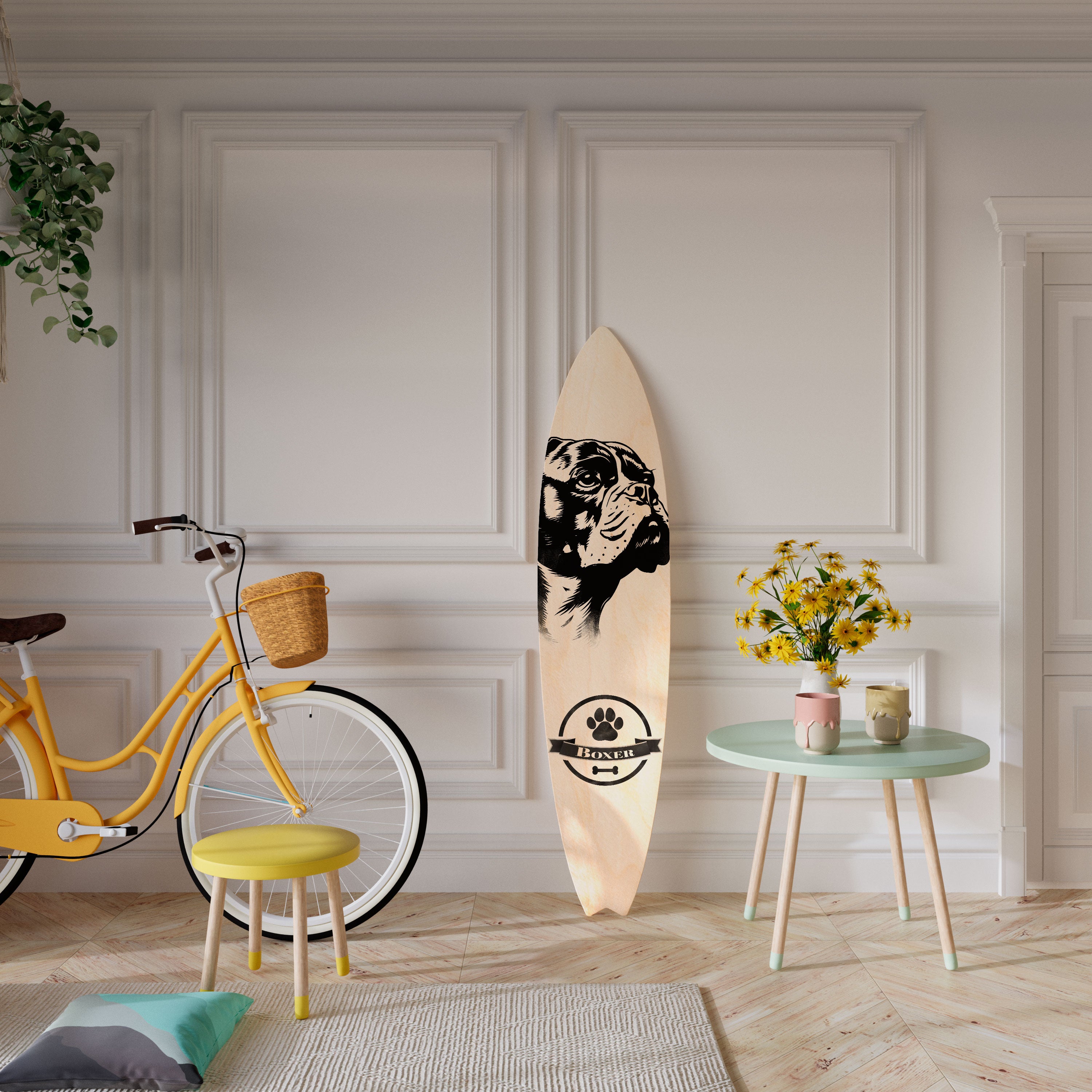BOXER DOG Deko-Surfboard