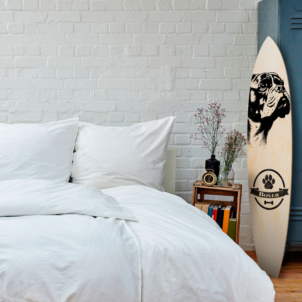 BOXER DOG Panel decorativo de tabla de surf