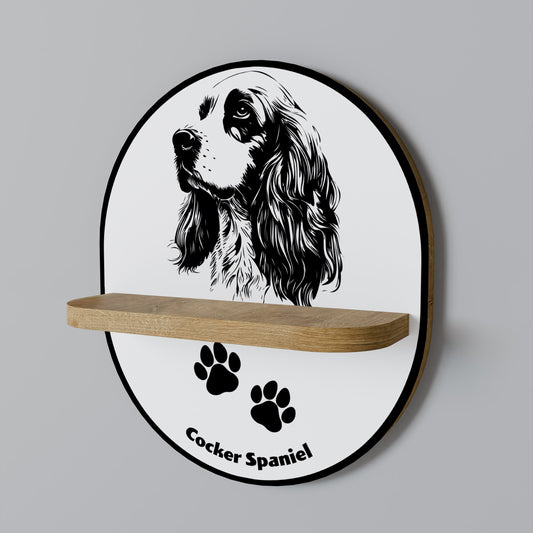 ENGLISH COCKER SPANIEL Oval Art Shelf In Oak Effect