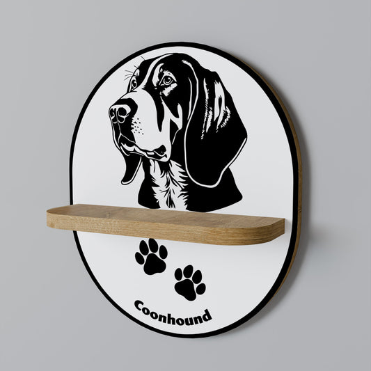 COONHOUND DOG Oval Art Shelf In Oak Effect