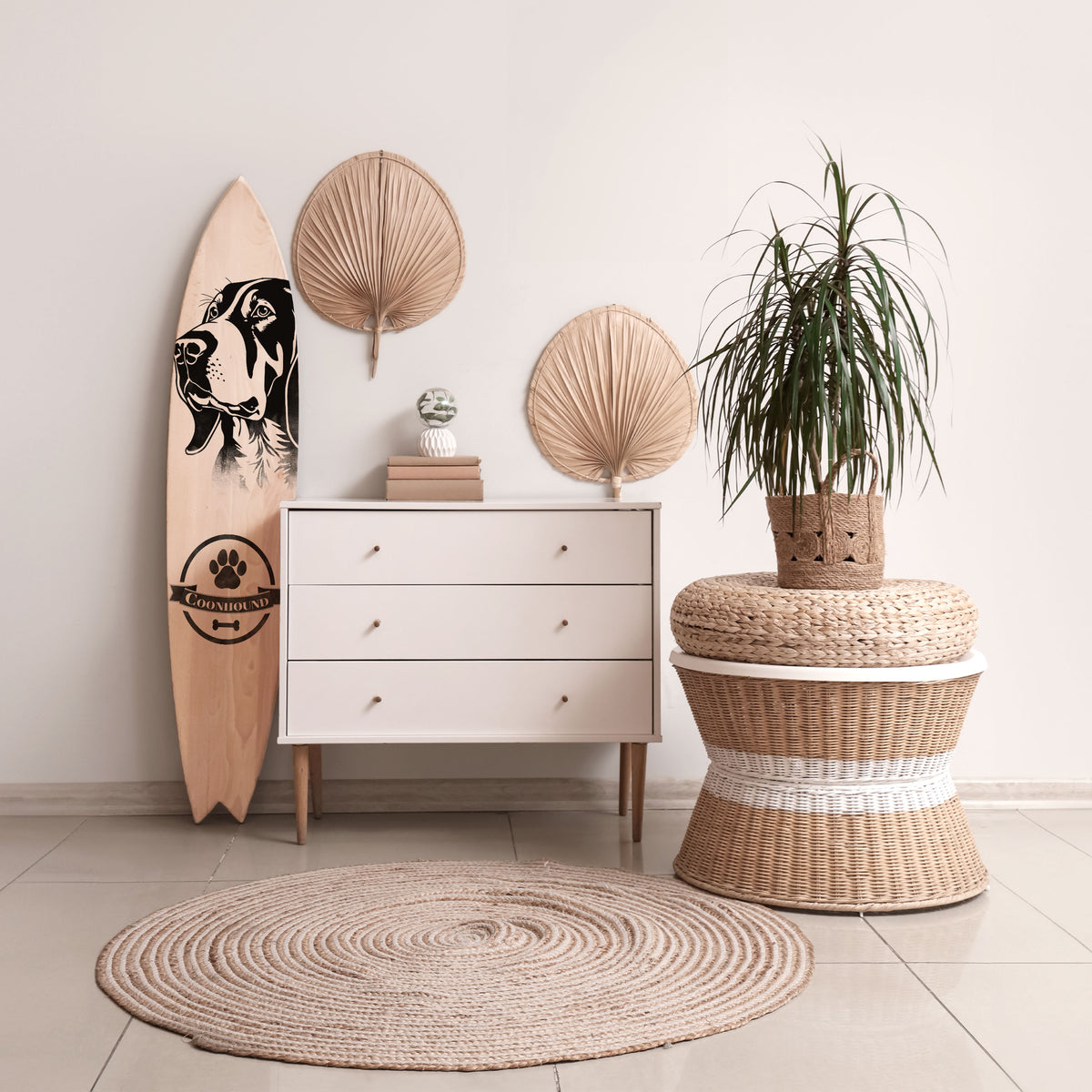 COONHOUND DOG Deko-Surfboard