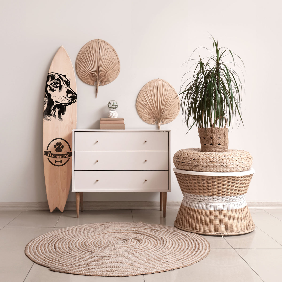 DACHSHUND DOG Deko-Surfboard