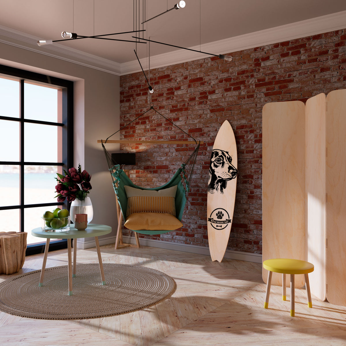 DACHSHUND DOG Deko-Surfboard