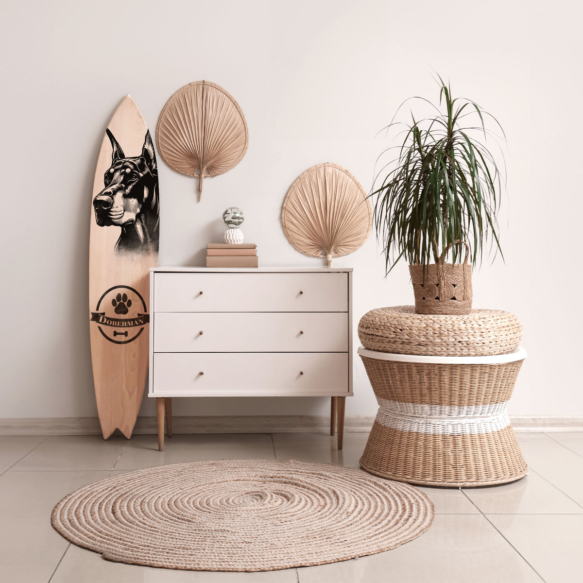 DOBERMAN DOG Deko-Surfboard