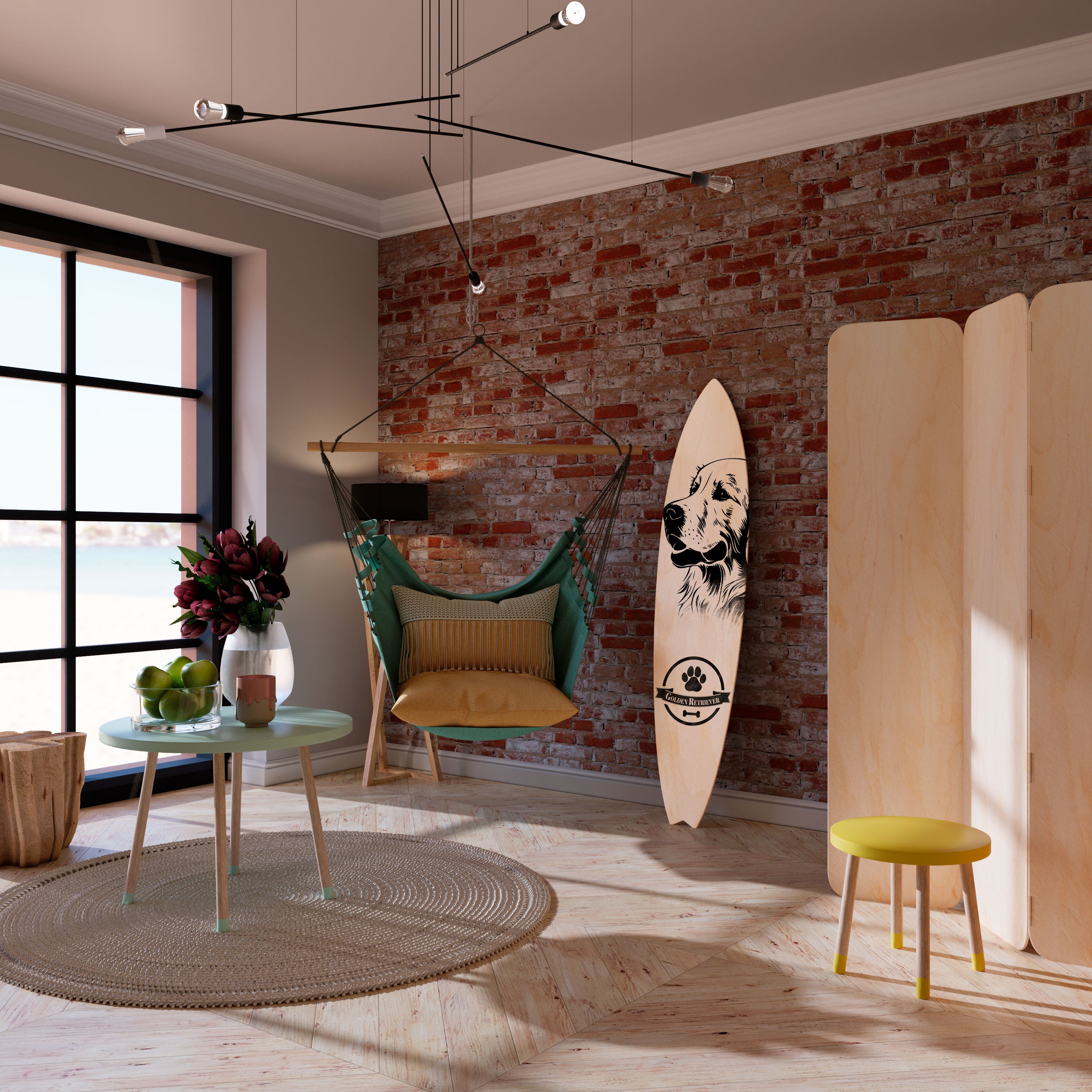 GOLDEN RETRIEVER Surfboard Decorative Panel