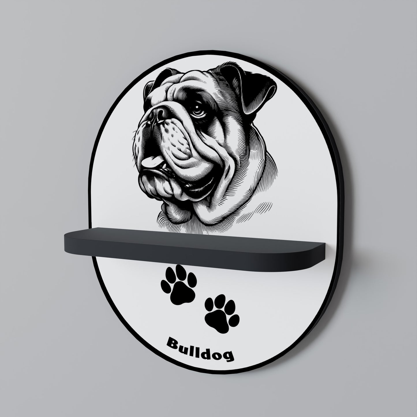 BULLDOG DOG Art Shelf