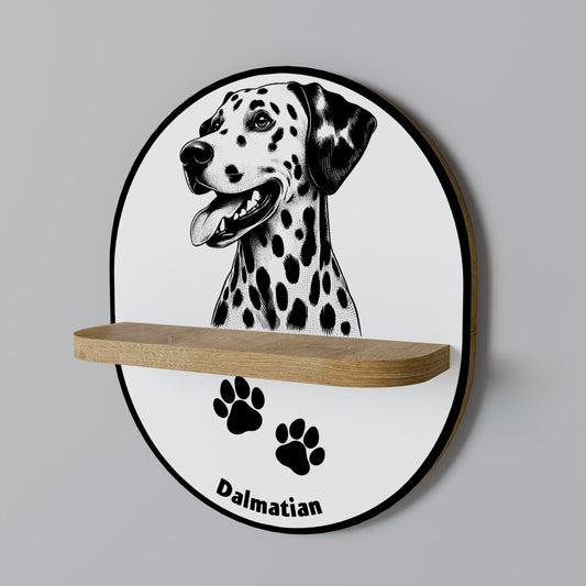 DALMATIAN DOG Oval Art Shelf In Oak Effect