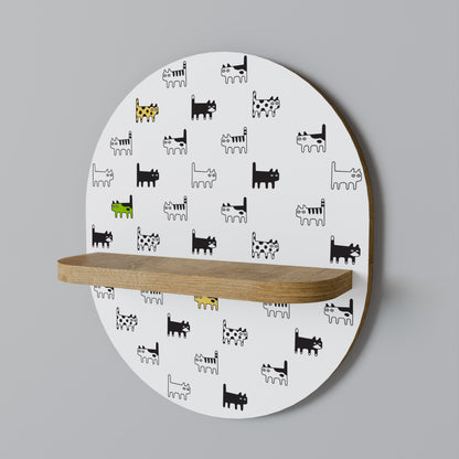 CATS COMPILATION Oval Art Shelf In Oak Effect