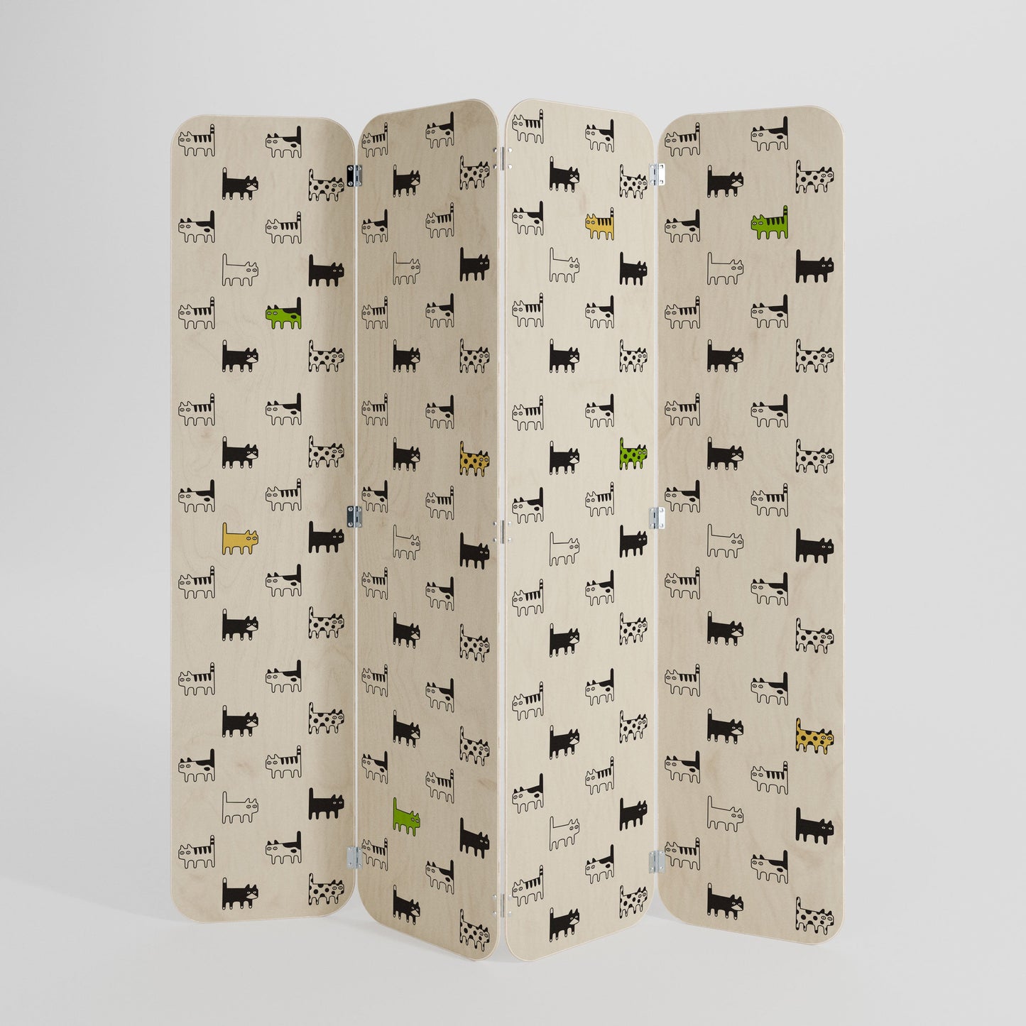 CATS COMPILATION 4-Panel Plywood Room Divider