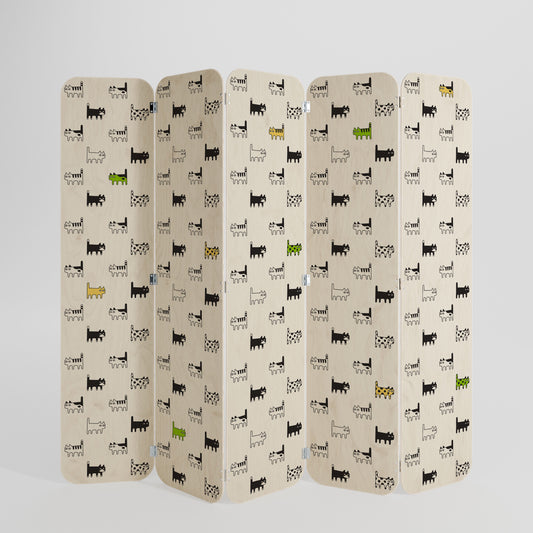 CATS COMPILATION 5-Panel Plywood Room Divider