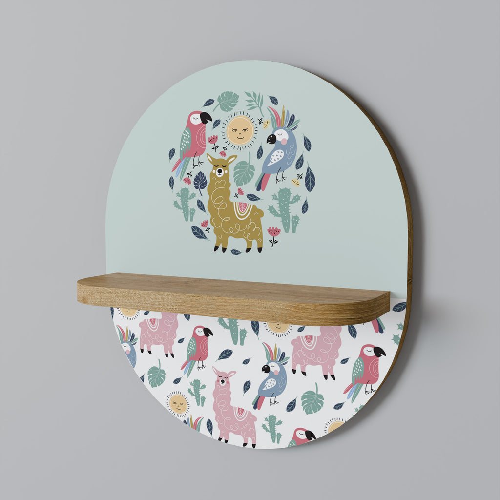 COLORFUL ALPACAS Decorative Art Shelf