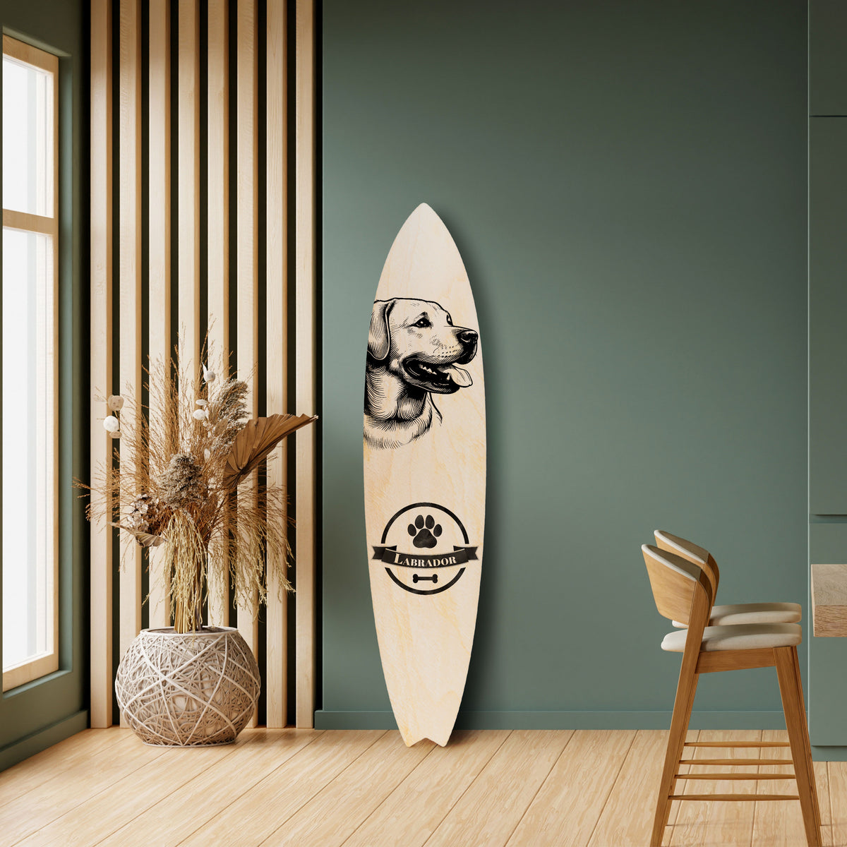 LABRADOR DOG Painel Decorativo Prancha de Surf