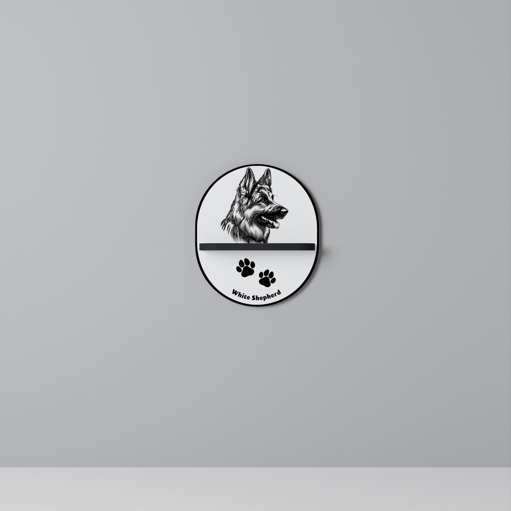 WHITE SHEPHERD DOG Decorative Art Shelf