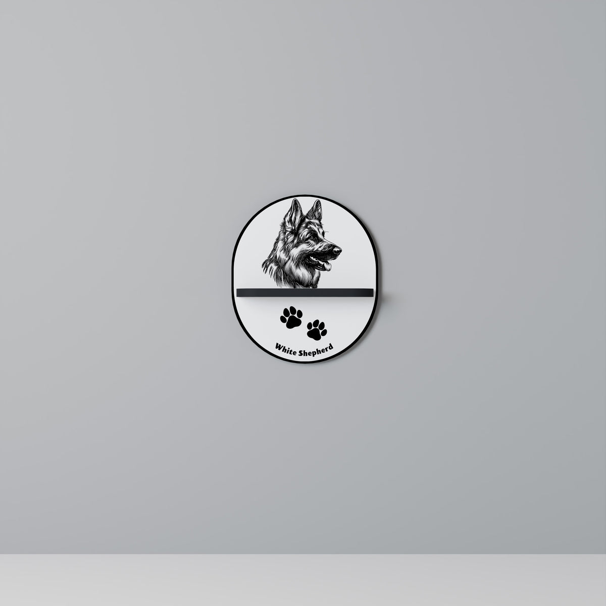 WHITE SHEPHERD DOG Art Shelf