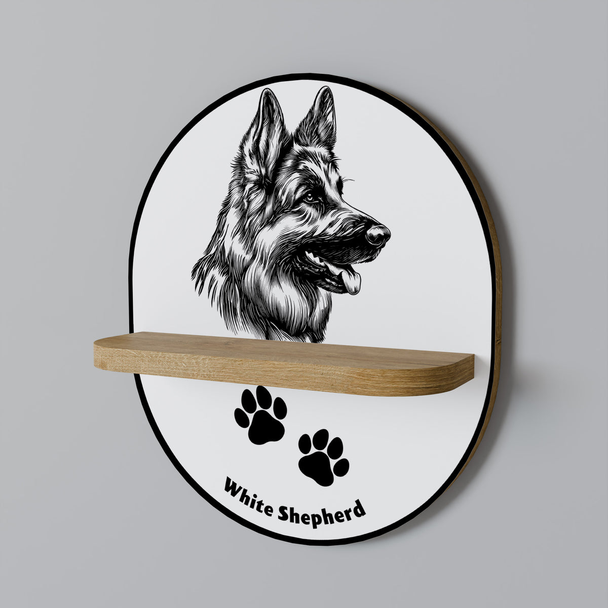 WHITE SHEPHERD DOG Art Shelf
